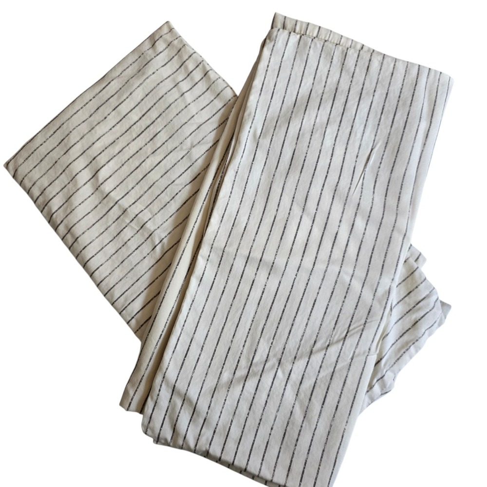 Beddys Standard Pillow Sham Cream Grey Pinstripe Zipper Bedding Modern Farmhouse